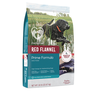 Red Flannel Prime Formula. Dry Dog food bag.