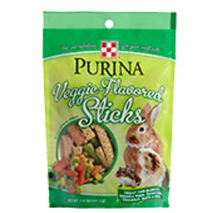 Purina Veggie Sticks in green bag.