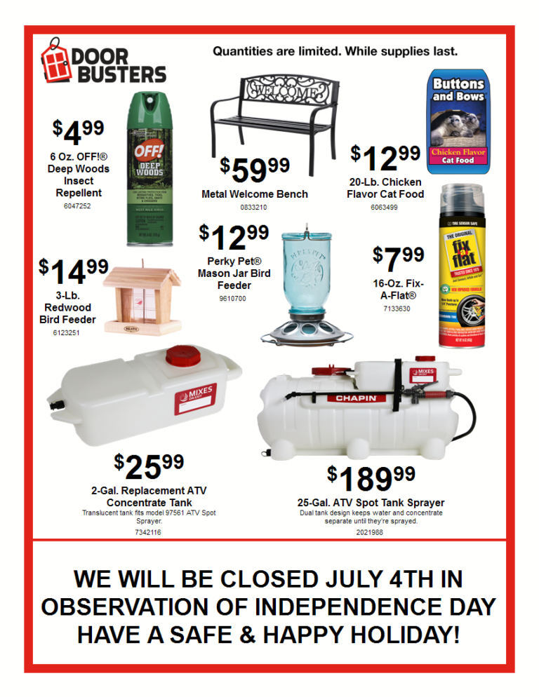 Farmers Coop Mena July Doorbuster Specials