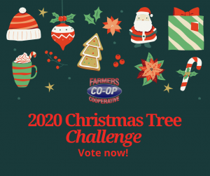 It's back! The Christmas Tree Challenge 2020 at Farmers Co-op kicks off December 7-18. Vote for your favorite Christmas Tree!