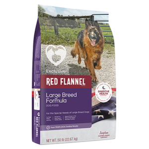Red Flannel Large Breed Adult Formula Dry Dog Food Bag.