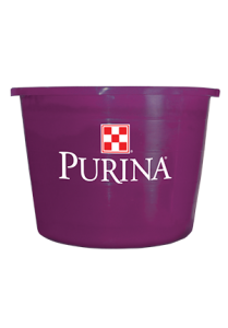 Purina Accuration Sheep & Goat Hi-Fat Block. Purple, plastic tub.