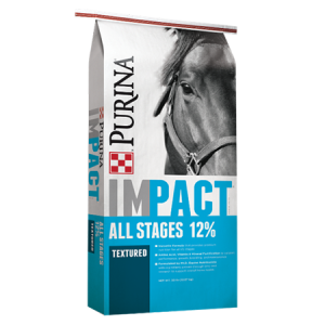 Purina Impact All Stages 12% Textured Blue Horse Feed Bag