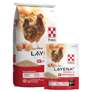 Purina Layena Plus Omega-3. Size options shown.
