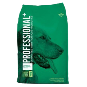 Diamond Professional Plus Grain Free Dry Dog. Green dry dog food bag.