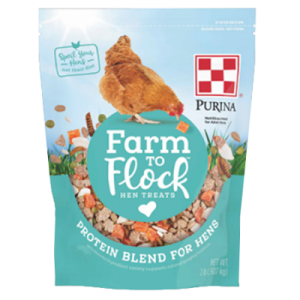 Purina Farm to Flock Protein Blend. Teal resealable bag.