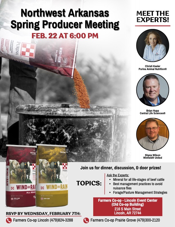 Northwest Arkansas Spring Producers Meeting February 22, 2024 at 6pm