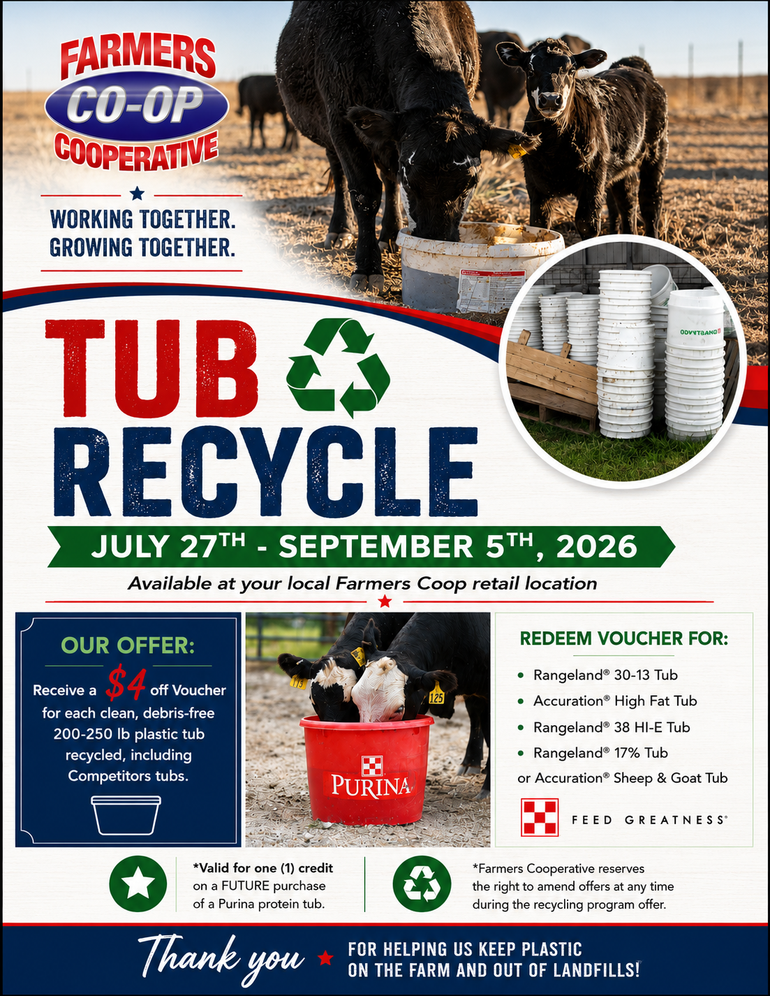 Famers Coop 2026 Tub Recycle Program Flyer