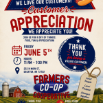 Farmers Coop in Decatur Customer Appreciation Day Flyer June 5th