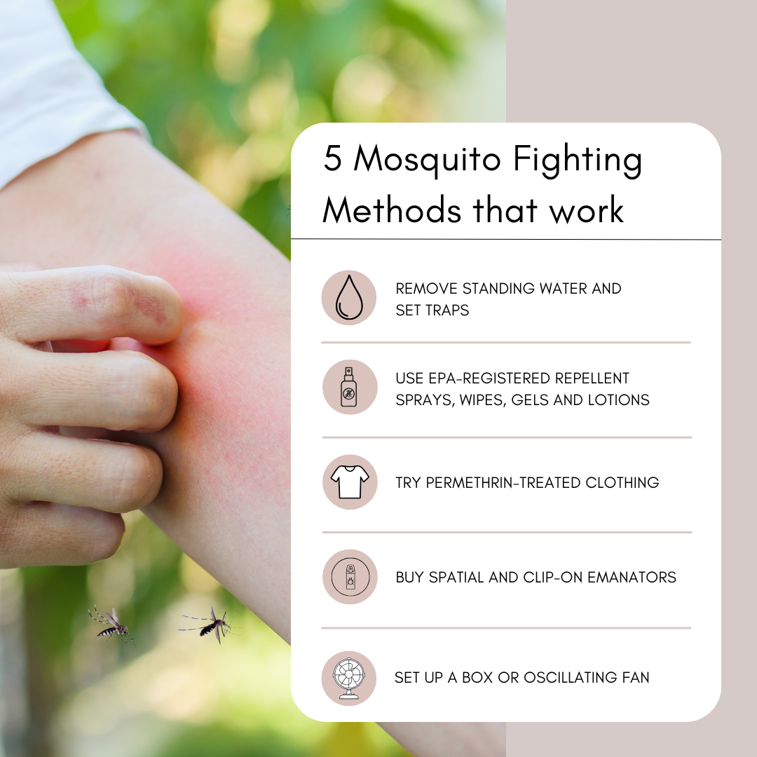 Graphic of 5 mosquito fighting methods to consider