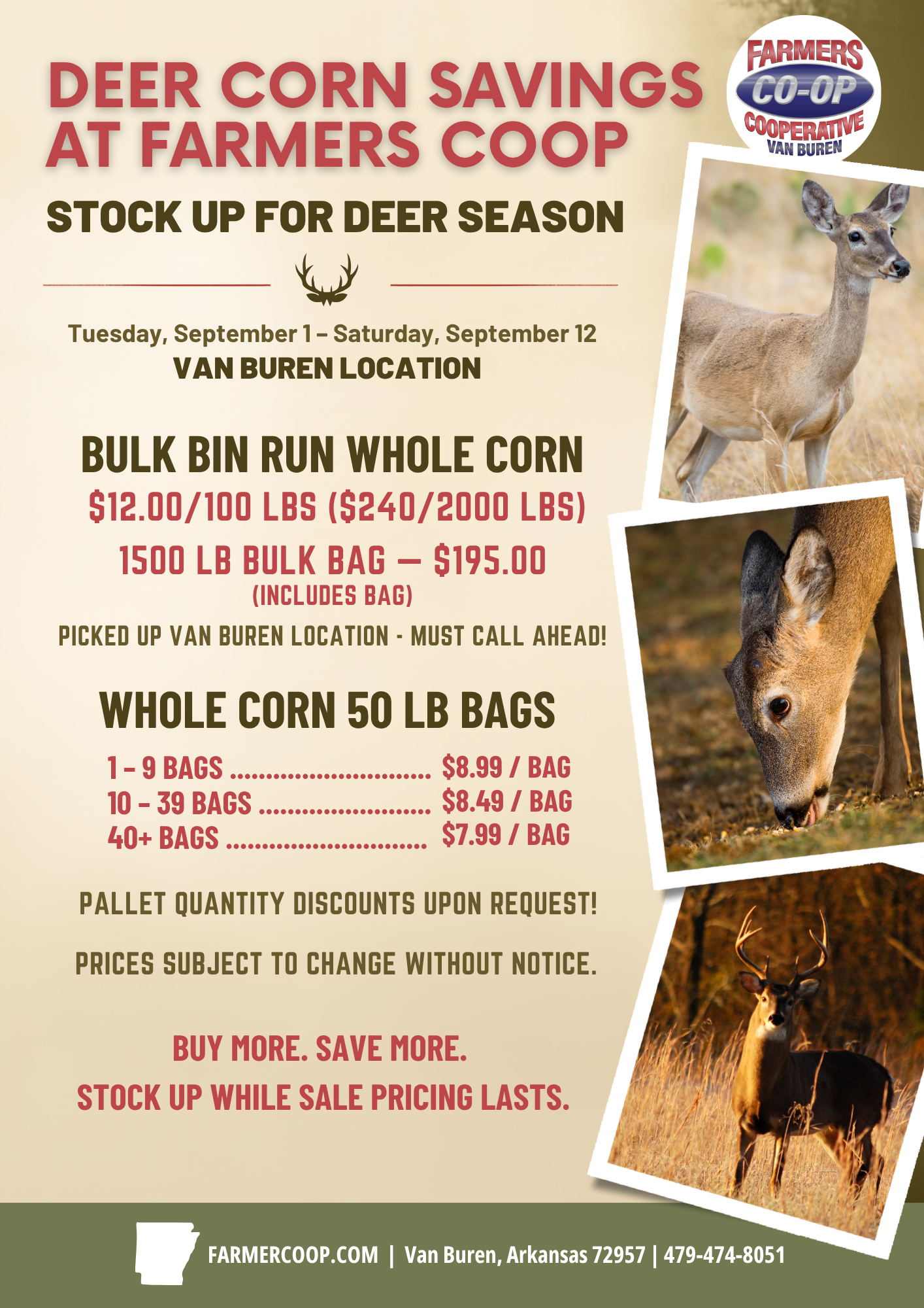 Farmers Coop Van Buren Deer Corn Sale